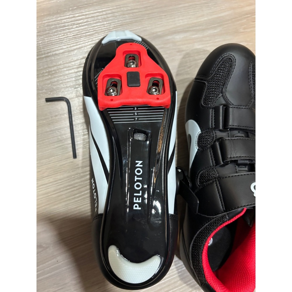 Peloton Cycling Shoes Black White Red EU 40 with Cleats and Hex Key M7.5 W9 - Picture 5 of 6
